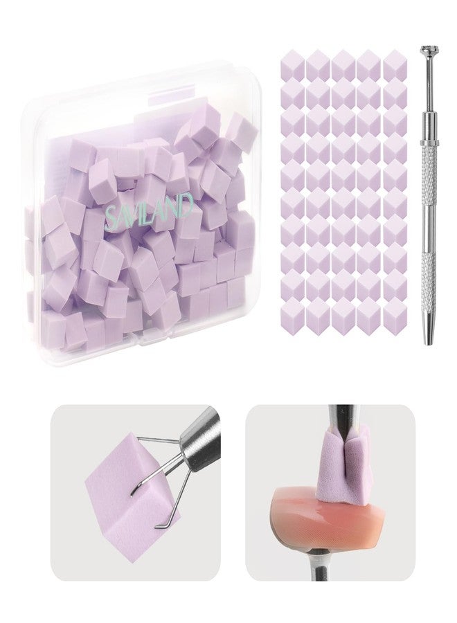 SAVILAND 100PCS Nail Sponges for Ombre: Purple Nail Art Sponges With Grabbing Pen Ombre Nail Sponge Gradient Nail Tools Aura Nails Ombre Nail Brush Professional Home DIY Nail Art Salon - Image 1